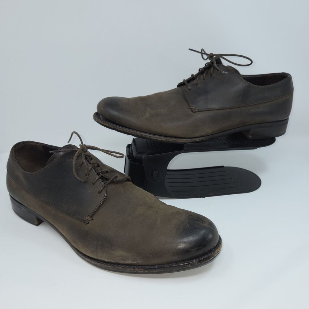 Bally Switzerland Burnished Brown Leather Dress Derby Shoes EU 11 US 12